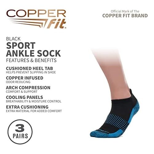  Copper Fit Unisex Copper Infused No Show Socks - 3 Pack