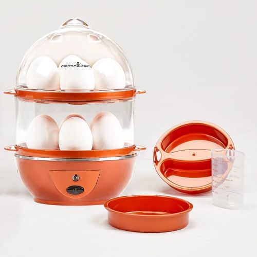  [아마존베스트]Copper Chef Want The Secret to Making Perfect Eggs & More C Electric Cooker Set-7 or 14 Capacity. Hard Boiled, Poached, Scrambled Eggs, or Omelets Automatic Shut Off, 7.5 x 6.7 x 7