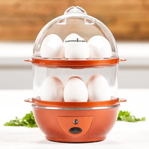  [아마존베스트]Copper Chef Want The Secret to Making Perfect Eggs & More C Electric Cooker Set-7 or 14 Capacity. Hard Boiled, Poached, Scrambled Eggs, or Omelets Automatic Shut Off, 7.5 x 6.7 x 7