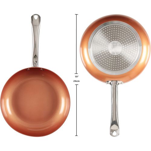  Copper Chef 10 Inch Round Frying Pan With Lid -?Skillet with Ceramic Non Stick Coating. Perfect Cookware?For?Saute And Grill