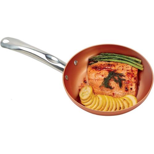  [아마존베스트]Copper Chef 10 Inch Round Frying Pan With Lid -Skillet with Ceramic Non Stick Coating. Perfect CookwareForSaute And Grill