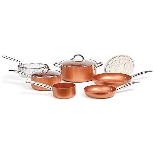  Copper Chef Cookware 9-Pc. Round Pan Set Aluminum & Steel With Ceramic Non Stick Coating. Includes Lids, Frying and Roasting Pans Accessories