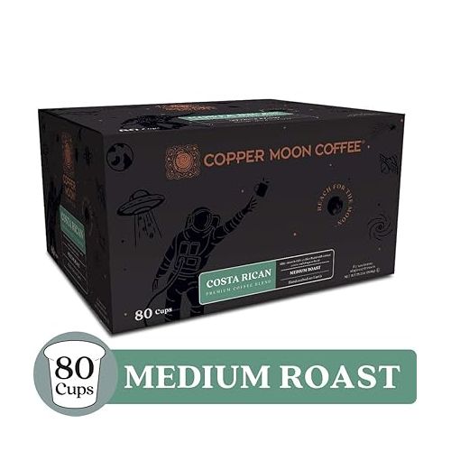  Copper Moon Single Serve Coffee Pods For Keurig K-Cup Brewers, Medium Roast, Costa Rican Blend, 80 Count