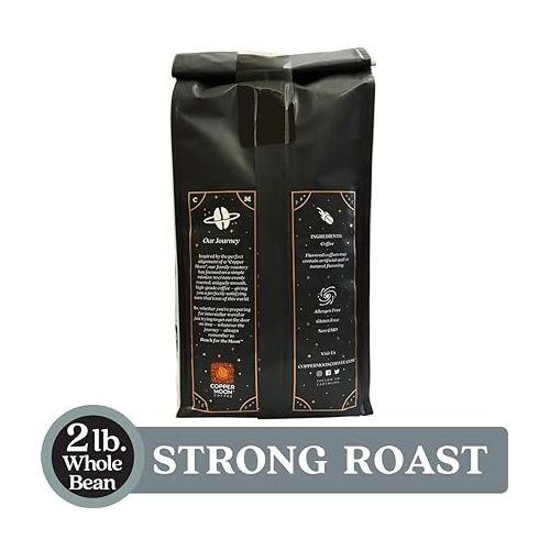  Copper Moon Strong Dark Roast Whole Bean Coffee, Blast Off Blend, 2 Lb