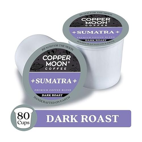  Copper Moon Single Serve Coffee Pods for Keurig K-Cup Brewers, Dark Roast, Sumatra Blend, 80 Count