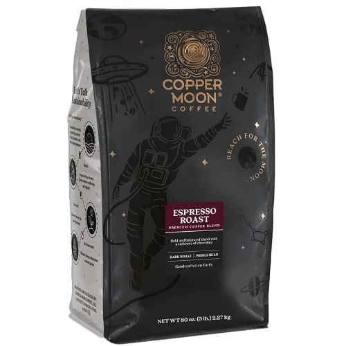  Copper Moon Espresso Roast, Dark Roast Coffee, Whole Bean, 5 lbs