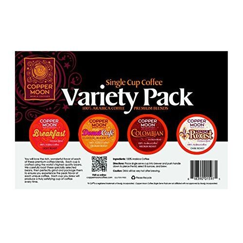  Copper Moon Single Cups for Keurig K-Cup Brewers, Variety Pack Sampler, 80 Count, Single Batch Roasted Coffee in A Variety of Blends, Roasts, and Flavor Profiles