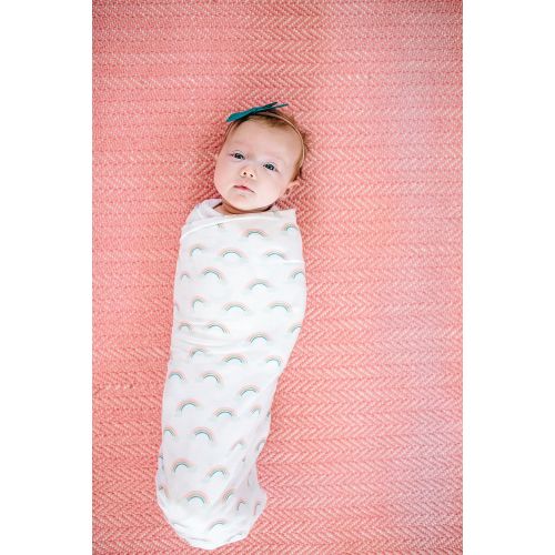  Large Premium Knit Baby Swaddle Receiving Blanket RainbowsDaydream by Copper Pearl