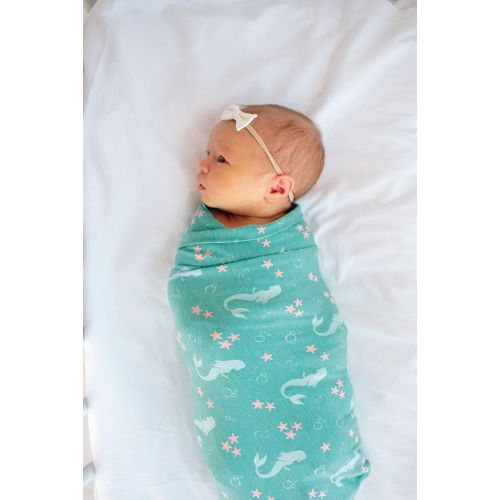  Large Premium Knit Baby Swaddle Receiving Blanket MermaidsCoral by Copper Pearl