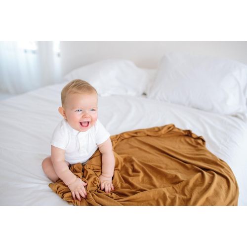  Large Premium Knit Baby Swaddle Receiving BlanketCamel by Copper Pearl