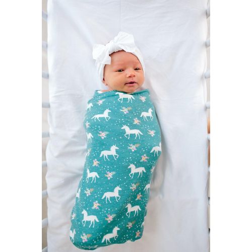  Large Premium Knit Baby Swaddle Receiving Blanket UnicornsWhimsy by Copper Pearl