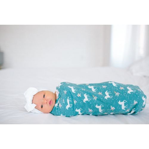  Large Premium Knit Baby Swaddle Receiving Blanket UnicornsWhimsy by Copper Pearl