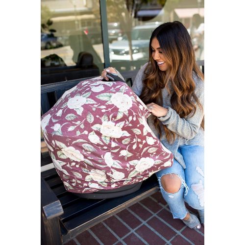  Baby Car Seat Cover Canopy and Nursing Cover Multi-Use Stretchy 5 in 1 GiftScarlet by Copper Pearl
