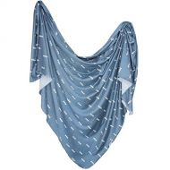 Large Premium Knit Baby Swaddle Receiving Blanket Navy and White TrianglesNorth by Copper Pearl