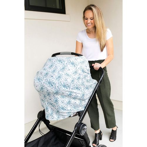  Baby Car Seat Cover Canopy and Nursing Cover Multi-Use Stretchy 5 in 1 GiftIndigo by Copper Pearl