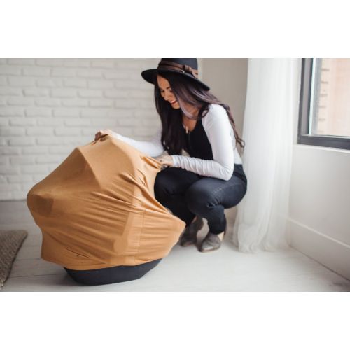  [아마존베스트]Baby Car Seat Cover Canopy and Nursing Cover Multi-Use Stretchy 5 in 1 GiftCamel by Copper Pearl