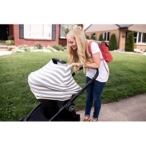  [아마존베스트]Baby Car Seat Cover Canopy and Nursing Cover Multi-Use Stretchy 5 in 1 GiftThe Harbor by Copper Pearl