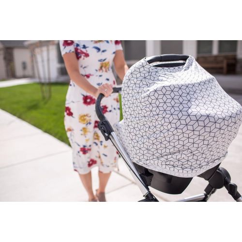  [아마존베스트]Baby Car Seat Cover Canopy and Nursing Cover Multi-Use Stretchy 5 in 1 GiftOnyx by Copper Pearl