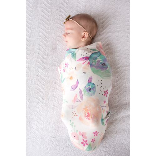  Large Premium Knit Baby Swaddle Receiving Blanket FloralBloom by Copper Pearl