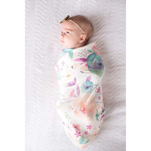  Large Premium Knit Baby Swaddle Receiving Blanket FloralBloom by Copper Pearl