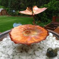 CopperGardenStudio Copper Garden Art Garden Fountain Birdbath Baby Butterfly & Lily Pad Copper Fountain Container Style