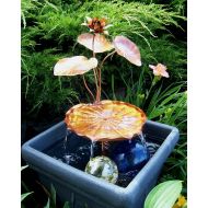CopperGardenStudio Outdoor Fountain Garden Birdbath Copper Triple Lily Pad & Flower Container Style Fountain