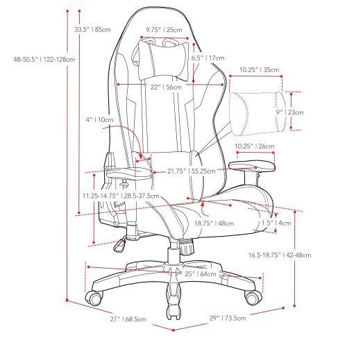  CorLiving LOF-801-G Racing Gaming Chair, BlackWhite