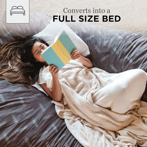  CordaRoys Chenille Bean Bag Chair, Convertible Chair Folds from Bean Bag to Bed, As Seen on Shark Tank - Espresso, Full Size