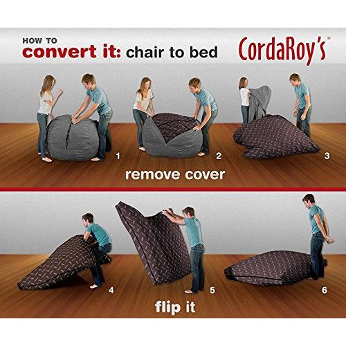  CordaRoys Chenille Bean Bag Chair, Convertible Chair Folds from Bean Bag to Bed, As Seen on Shark Tank - Navy, Full Size