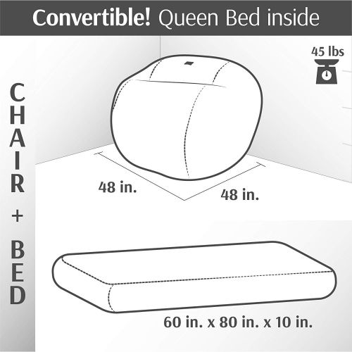  CordaRoys - Espresso Chenille Convertible Bean Bag Chair - Queen