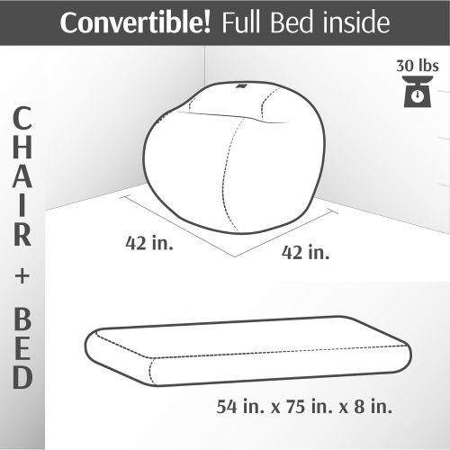  CordaRoys - Charcoal Chenille Convertible Bean Bag Chair - Full