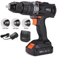 Cordless Drill, Tacklife 20V Drill 2000Ah Lithium-Ion Battery with Hammer Action 1/2 Metal Auto-locking Chuck 2-Speed Max Torque 310 In-lbs and 16+3 Position with LED- PCD04C