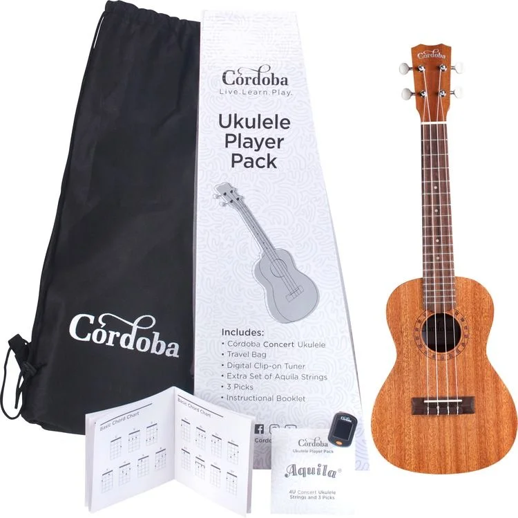  Cordoba Concert Ukulele Player Pack - Natural