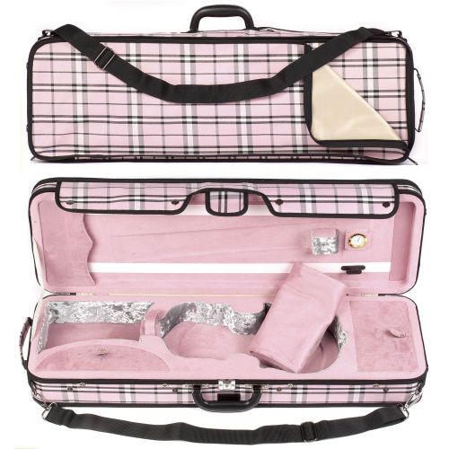  Core 440 Oblong 4/4 Violin Case, Pink Plaid