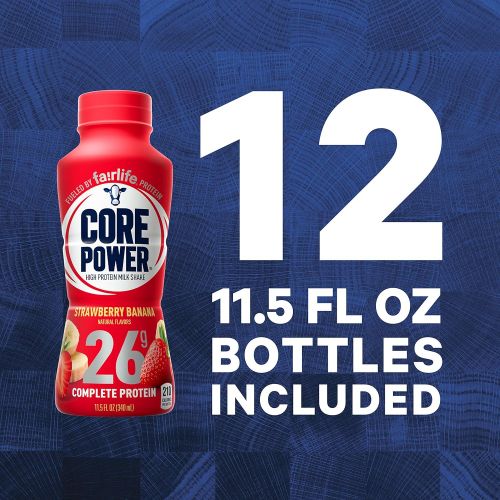  Core Power by fairlife High Protein (26g) Milk Shake, Strawberry Banana, 11.5 fl oz bottles, 12Count