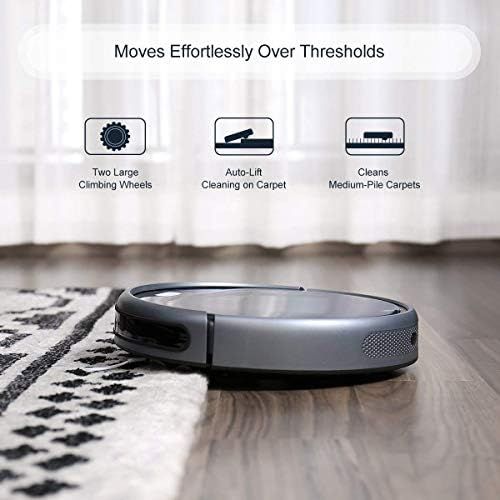  Coredy Robot Vacuum Cleaner, 1400Pa Super-Strong Suction, Ultra Slim, Automatic Self-Charging Robotic Vacuum for Cleaning Hardwood Floors, Medium-Pile Carpets, Filter for Pet, Easy