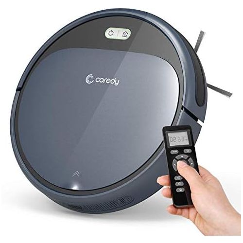  Coredy Robot Vacuum Cleaner, 1400Pa Super-Strong Suction, Ultra Slim, Automatic Self-Charging Robotic Vacuum for Cleaning Hardwood Floors, Medium-Pile Carpets, Filter for Pet, Easy