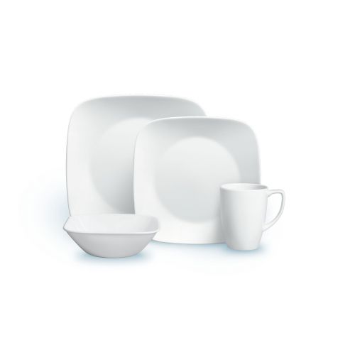  Corelle Square Pure White 16-Piece Dinnerware Set