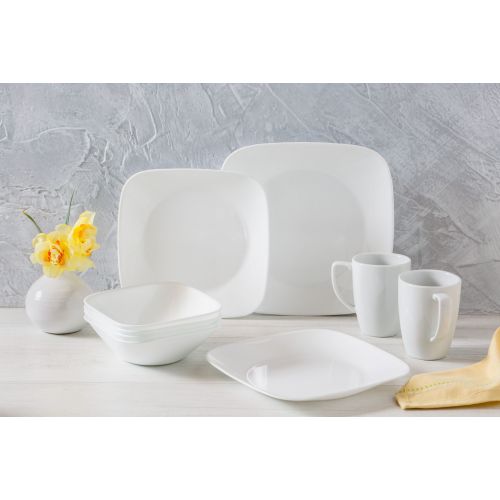  Corelle Square Pure White 16-Piece Dinnerware Set