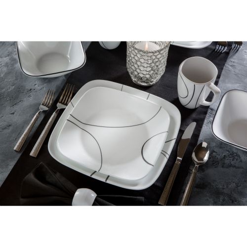  Corelle Square Simple Lines 16-Piece Dinnerware Set