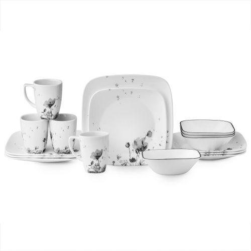  Corelle Square Fleurs Du Soir 16-piece Dinnerware Set