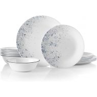 Corelle Vitrelle 18-Piece Service for 6 Dinnerware Set, Triple Layer Glass and Chip Resistant, Lightweight Round Plates and Bowls Set, Indigo Speckle