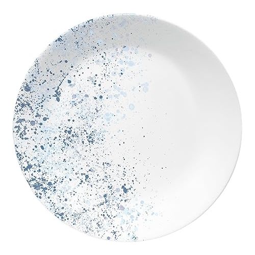  Corelle Vitrelle 18-Piece Service for 6 Dinnerware Set, Triple Layer Glass and Chip Resistant, Lightweight Round Plates and Bowls Set, Indigo Speckle