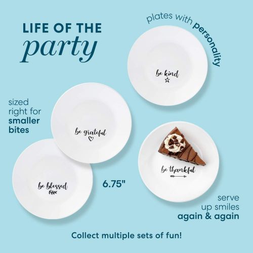  Corelle Chip Resistant 8 Pack Appetizer Plates, 8-Piece, Sentiments