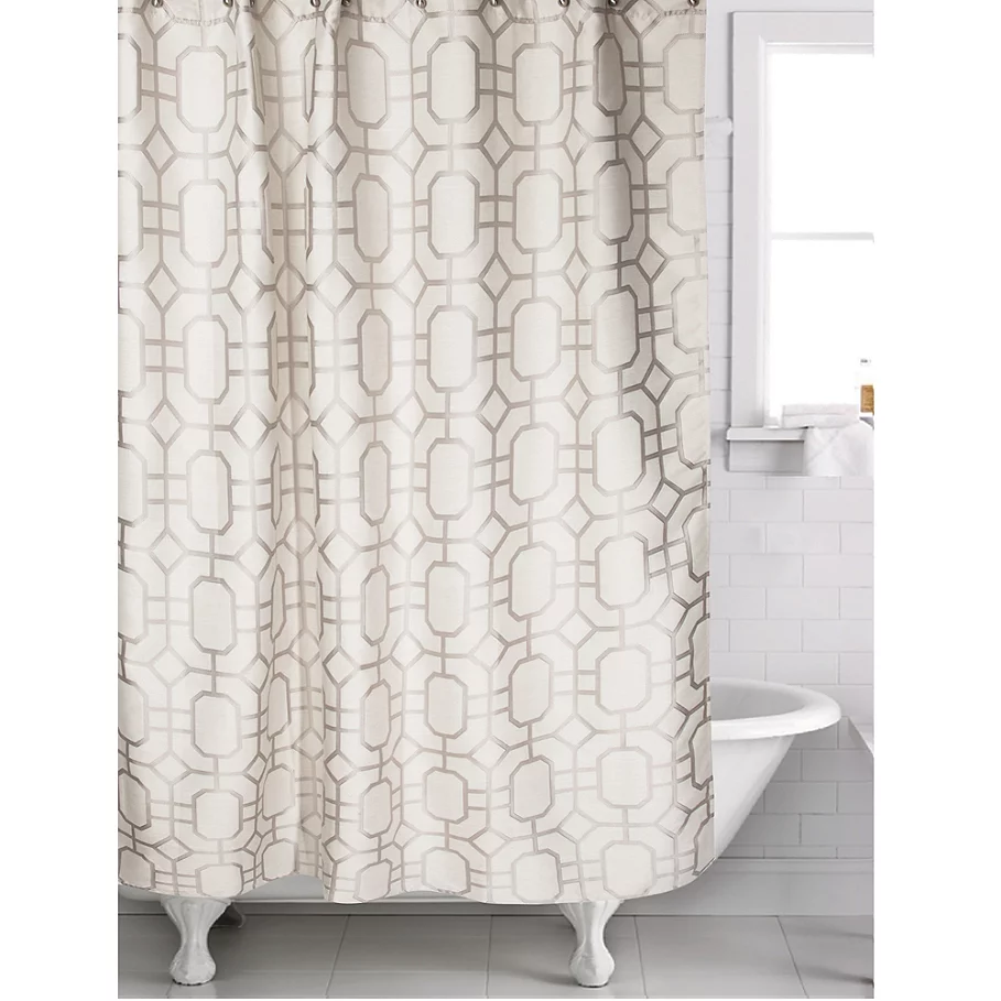  Corinth Jacquard Shower Curtain in SilverWhite