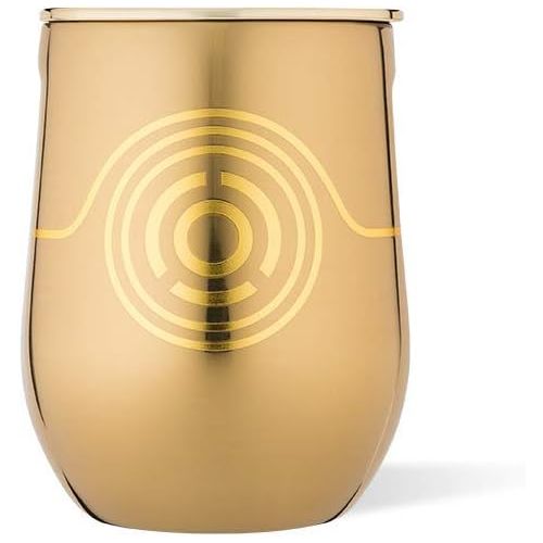  Corkcicle Disney Star Wars 12 Oz Triple Insulated Stainless Steel Stemless Travel Cup with Lid & Silicone Bottom for Hot and Cold Drinks, C 3PO