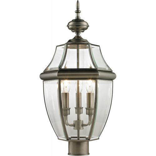  Cornerstone Lighting 7153EP73 Elk Lighting Central Square 3 Light Outdoor Post Lamp, 26 x 26 x 91, Charcoal