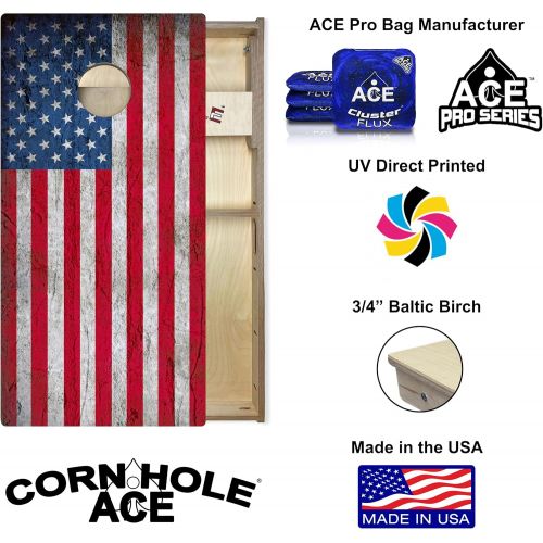  CornholeAce Professional Cornhole Board Set - ACE Pro Bag Manufacturer - Made of Baltic Birch, Includes Handles, Made in USA, Professional Tournament Style, ACE Pro Player Approved