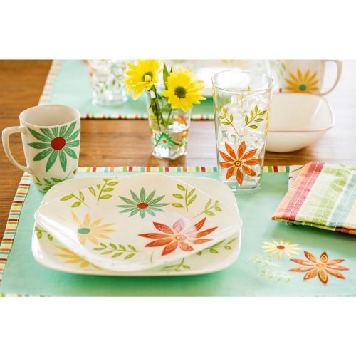  Corelle Squares Happy Days 16-Piece Dinnerware Set