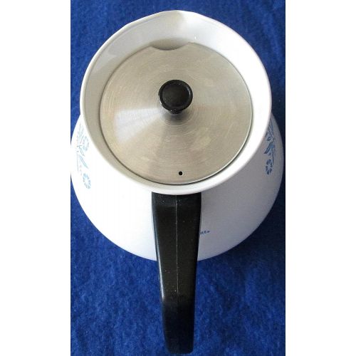  CorningWare Corning Ware Blue Cornflower 6 Cup Tea Pot With Metal Lid and Metal Tea Ball